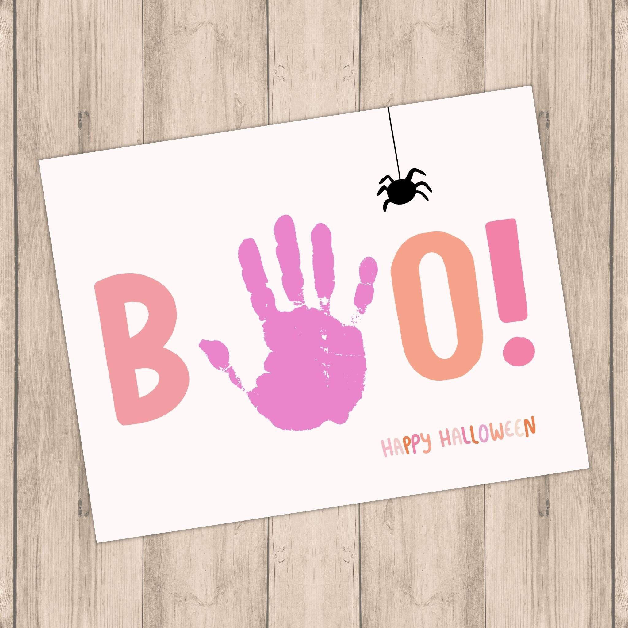 Pink Boo Printable Halloween Pink Boo Handprint Art Craft, PRINTABLE | Halloween ...