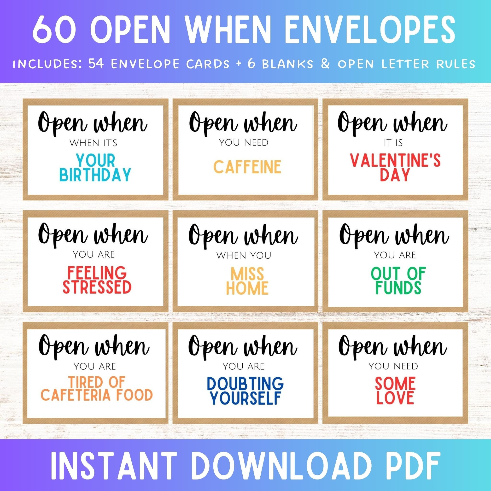 Letters to open when Letters to open when