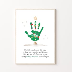 Handafdruk kunst kerstboom, afdrukbaar | DIY-kerstcadeau voor ouders, oma, moeder en vader van Kids, baby, peuters, voorschoolse opvang