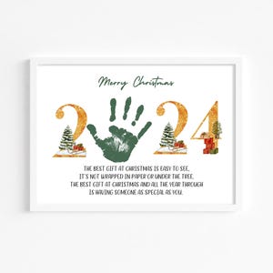 Weihnachten Handabdruck Art Craft, bedruckbar, Urlaub DIY Kartengeschenk für Eltern, Mama, Papa von Kindern, Baby, Kleinkind, Vorschulkindheit