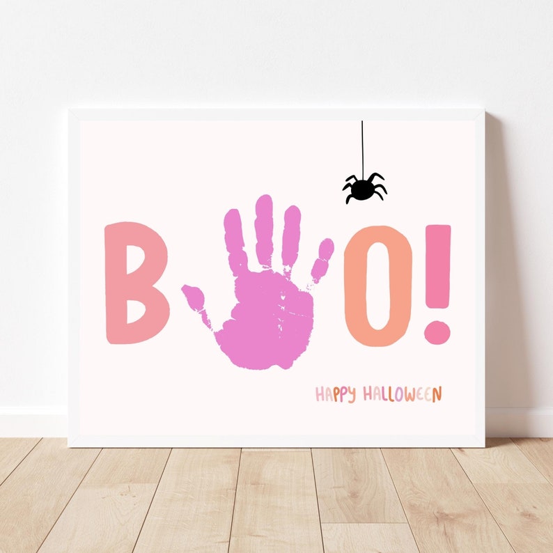 Pink Boo Printable Halloween Pink Boo Handprint Art Craft, PRINTABLE | Halloween ...