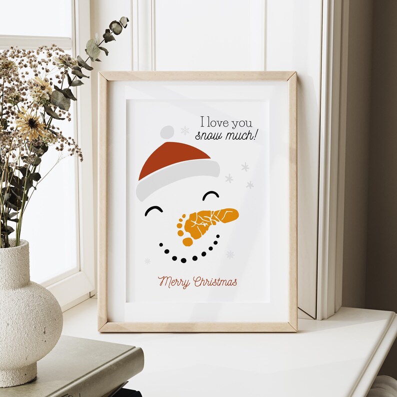 Christmas Snowman Handprint Art Printable Xmas Gift From Kids, Craft