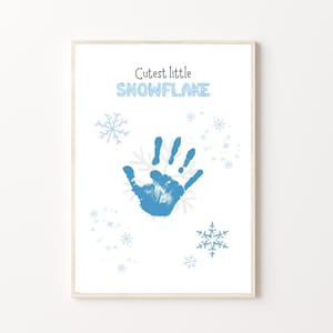 Printable Winter Snowflake Handprint Art | Snow Handprint Craft | Preschool Activity | Kids, Baby, Toddler Crafts | Daycare Activities