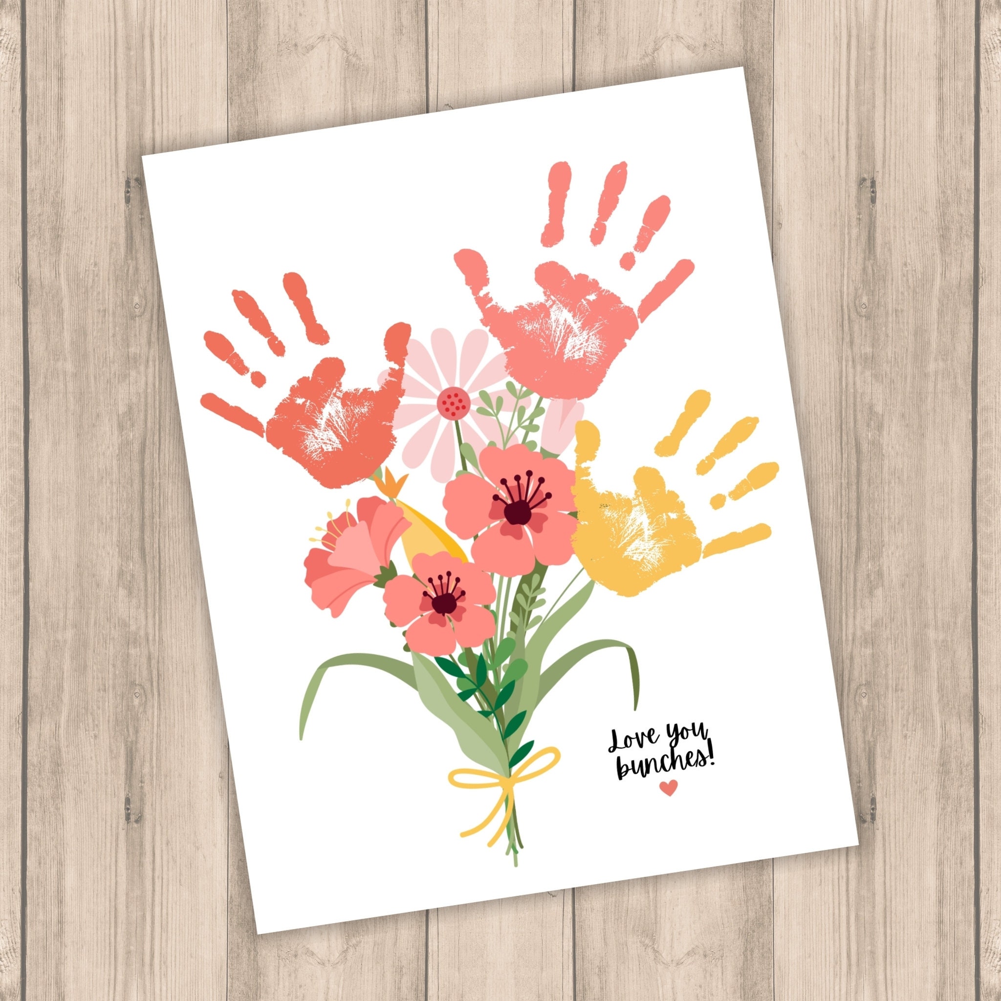Flower Handprint Craft Art, Printable | for Mom or Grandparents ...