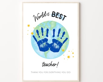Teacher Appreciation Handprint Art Craft, Printable | End of School Year Gift, Thank you Gift| Kids Baby Toddler Craft