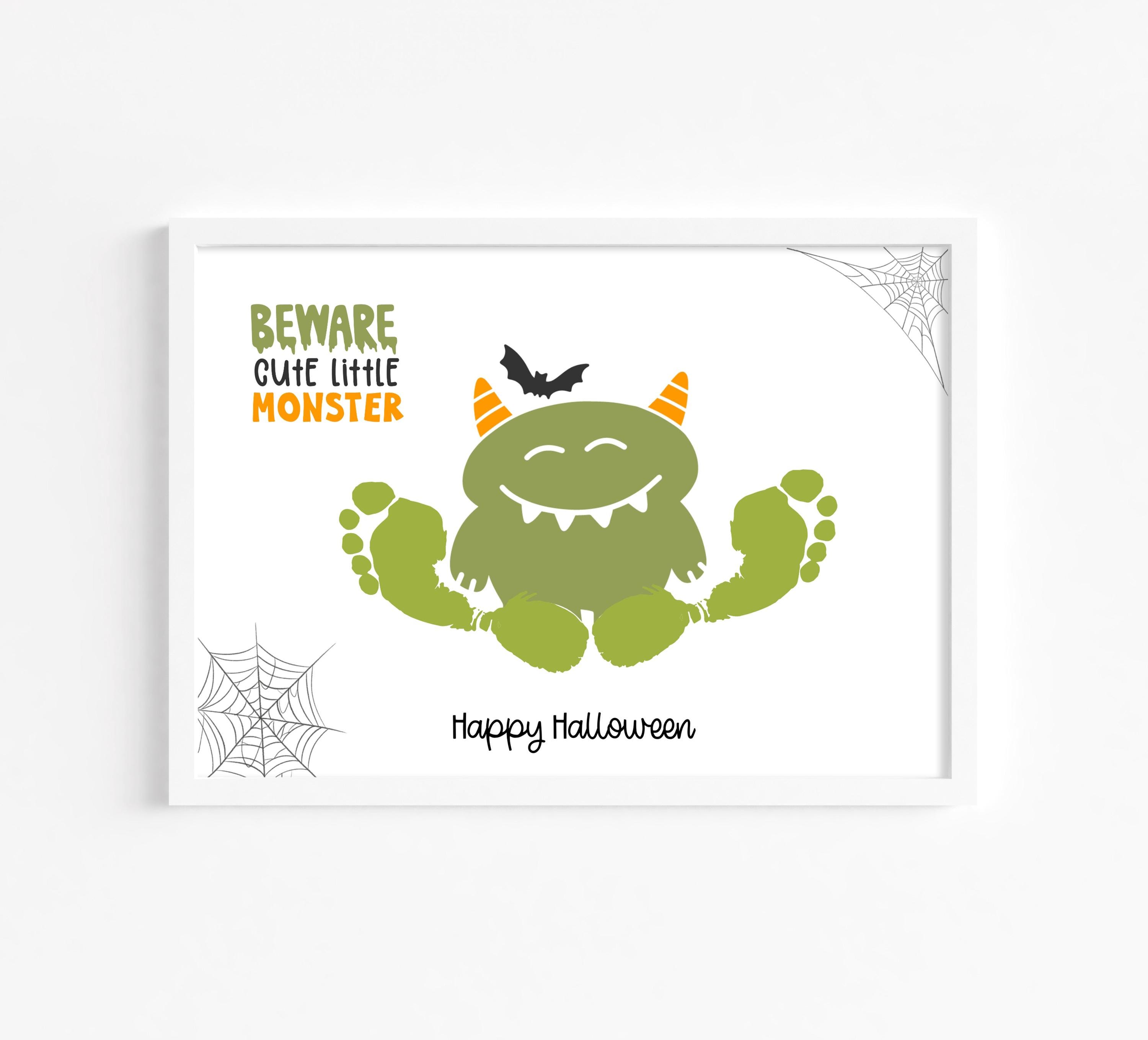 35 Crazy Fun Monster Crafts for Kids That Are Super Adorable 3 Halloween Monster Handprint Footprint Art: Keepsake Craft (Printable)