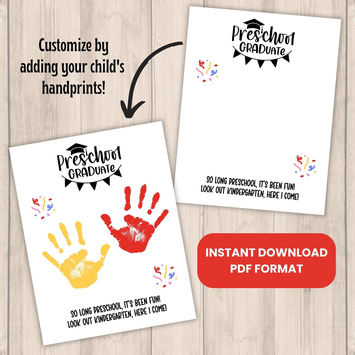 Preschool Graduation Handprint Art Craft, Printable | Last Day of ...