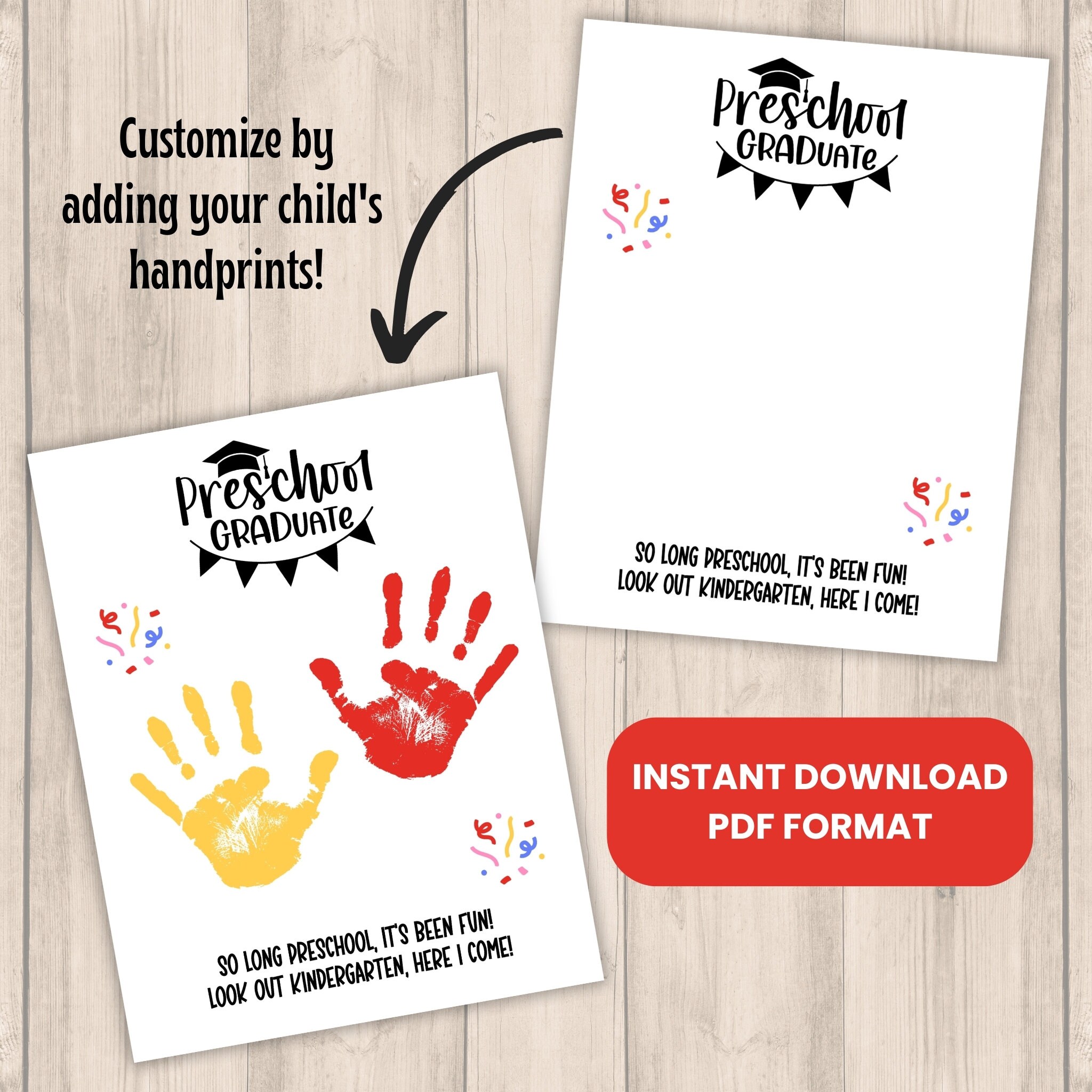 Preschool Graduation Handprint Art Craft, Printable | Last Day of ...