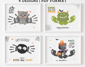 Halloween-pysselpaket med hand- och fotavtryck för småbarn | Konstaktiviteter för förskola eller dagis i klassrummet | Utskrivbara