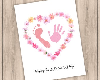 First Mothers Hand And Footprint Mothers Day Cards Mother's Day