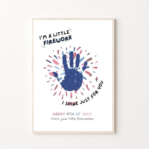 Créations artistiques empreintes de main du 4 juillet, IMPRIMABLE | Cadeau du 4 juillet pour enfant, bébé, tout-petit ou activité préscolaire | Cadeau carte souvenir
