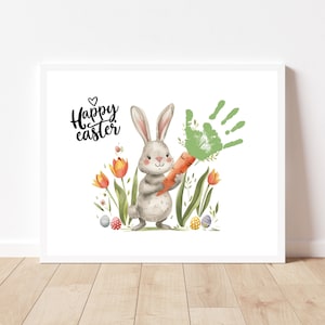 Ostern Handabdruck Kunsthandwerk | Frühlingshandwerk | Kinder Baby Kleinkind | Kindergarten oder Vorschulaktivität, Osterkarte, Andenken oder Geschenk