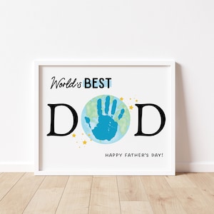 Créations artistiques d'empreintes de main pour la fête des pères, IMPRIMABLE | Cadeau pour papa de la part des enfants, tout-petits, bébé | Activité préscolaire, carte souvenir DIY