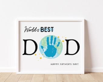 Fathers Day Handprint Art Craft, PRINTABLE | Gift for Dad from Kids, Toddler, Baby | Preschool Activity, DIY Keepsake Card
