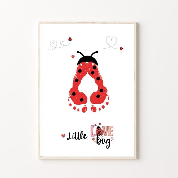 Valentines Footprint Art Craft for Baby, Handprint Art, Valentines Day Keepsake Craft for Preschool or Toddlers Activity