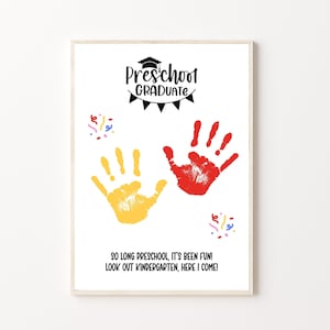 Preschool Graduation Handprint Art Craft, Printable | Last day of School Graduate Activity, End of school year gift