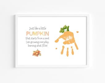 Arte imprimible con huella de calabaza / Poema de otoño para niños / Actividad para preescolar / Arte para niños pequeños en guardería / Recuerdo de Halloween