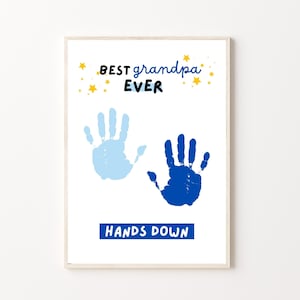 Créations artistiques d'empreintes de main de grand-père papa, IMPRIMABLE | Cadeau ou carte de fête des pères, d'anniversaire, de fête des grands-parents de petits-enfants, enfants, tout-petits, carte de bébé