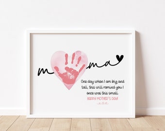 Mother's Day Mama Handprint Art, Printable | Craft for Mom from Baby, Toddler, Kids or Preschool | Keepsake Gift or Card