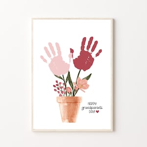 Arte con huellas de manos del Día de los abuelos, imprimible / regalo para abuela o abuelo de bebé, niños, niño pequeño o preescolar / tarjeta de bricolaje