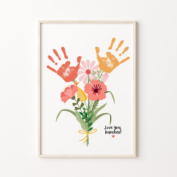 Flower Handprint Craft Art, Printable | For Mom or Grandparents Handprint, Gift from Kids or Grandkids, Mother's Day, Mothers Day