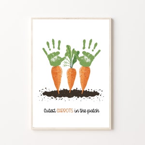 Artesanato com impressão manual de cenoura de Páscoa, para impressão | Atividade de primavera na pré-escola ou creche