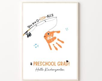Preschool Graduation Handprint Art Craft, Printable | Last day of School Graduate Activity, End of school year gift