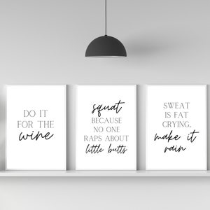 Home Gym Sign, 3 Piece Wall Art, Printable Wall Art | Workout Printable, Home Gym Decor, Gym Wall Art, Funny Gym Poster