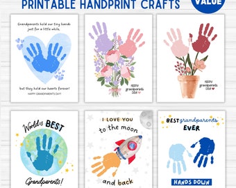 Grandparents Day Handprint Art Bundle, Printable | Craft gift for Grandma or Grandpa from Baby, Kids, Toddler or Preschool | DIY Card