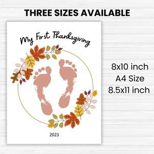 Baby's My 1st First Thanksgiving Footprint Craft, Printable Baby ...