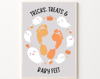 Baby&#39;s First 1st Halloween Footprint Art Craft, PRINTABLE | Cute Halloween Activity | Daycare Activity, DIY Keepsake Card