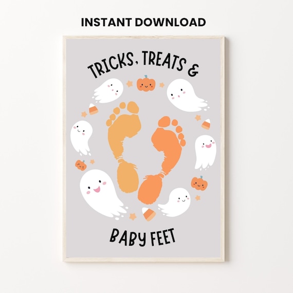 Halloween Footprint Craft for Babies | Printable Handprint Art | Baby’s 1st Halloween Gift | Cute Classroom or Daycare Activity