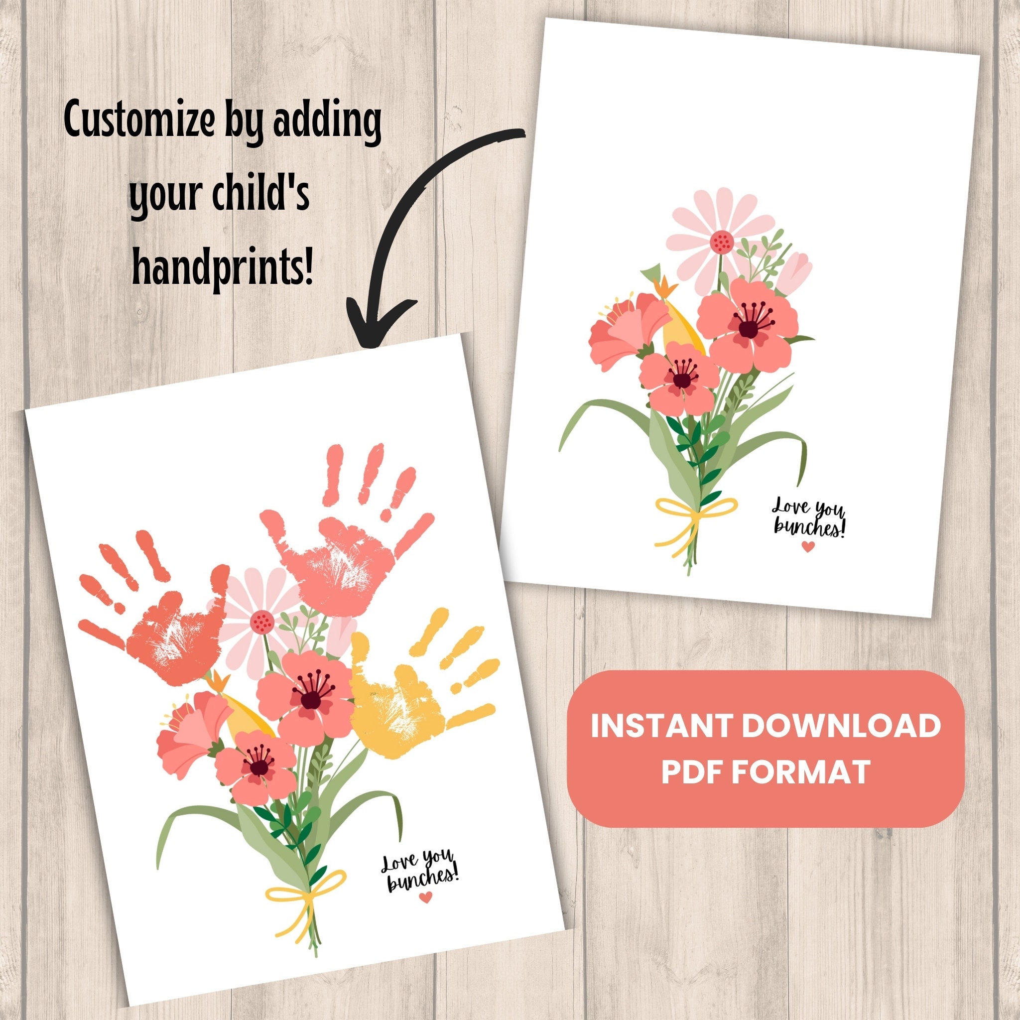 Flower Handprint Craft Art, Printable | for Mom or Grandparents ...