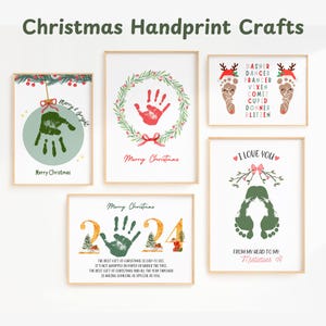 Weihnachten Handabdruck Kunst Bundle, Printable | Weihnachtsgeschenk für Eltern, Oma, Mutter, Vater von Kindern, Babys, Kleinkindern, Vorschulkindergarten Aktivität