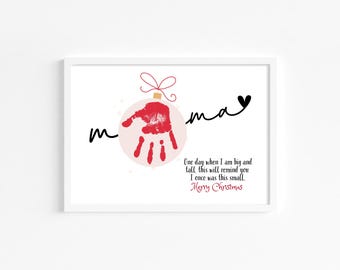 Christmas Handprint Gift for Mom | Mama Ornament Handprint Printable | Kids Christmas Handprint Craft | Holiday Keepsake Gift from Kids