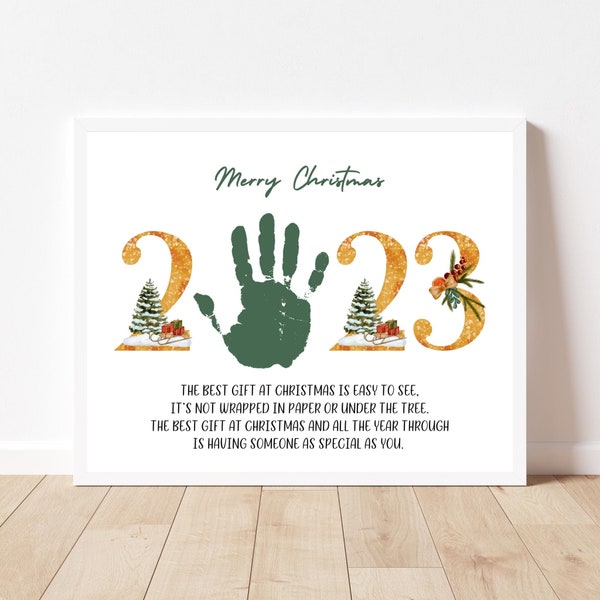 Christmas Handprint Art Craft, Printable, Holiday DIY Card Gift for Parents, Mom, Dad from Kids, Baby, Toddler, Preschool Daycare Activity