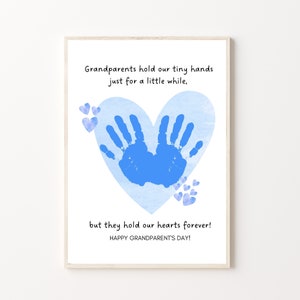 Arte con huellas de manos del Día de los abuelos, imprimible / regalo para abuela o abuelo de bebé, niños, niño pequeño o preescolar / tarjeta de bricolaje