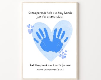 Grandparents Day Handprint Art Craft, Printable | Gift for Grandma or Grandpa from Baby, Kids, Toddler or Preschool | DIY Card