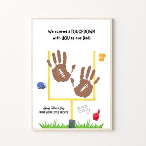 Vatertag Fußball Handabdruck Art Craft, DRUCKBAR | Sport Geschenk für Papa von Kindern, Kleinkind, Baby | Vorschulaktivität, DIY-Andenken-Karte