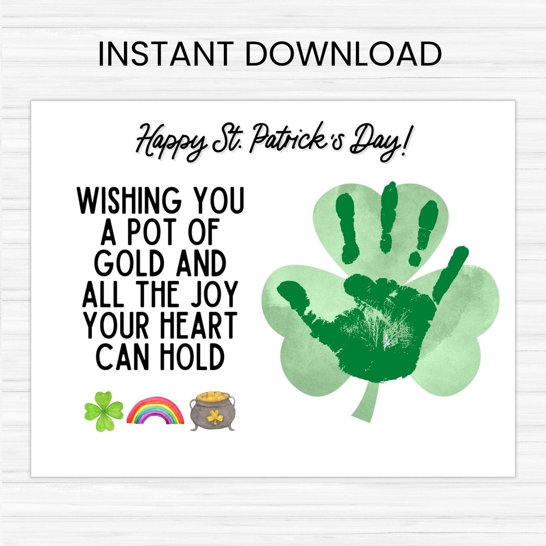 St Patricks Handprint Card Preschool Activity Art Saint