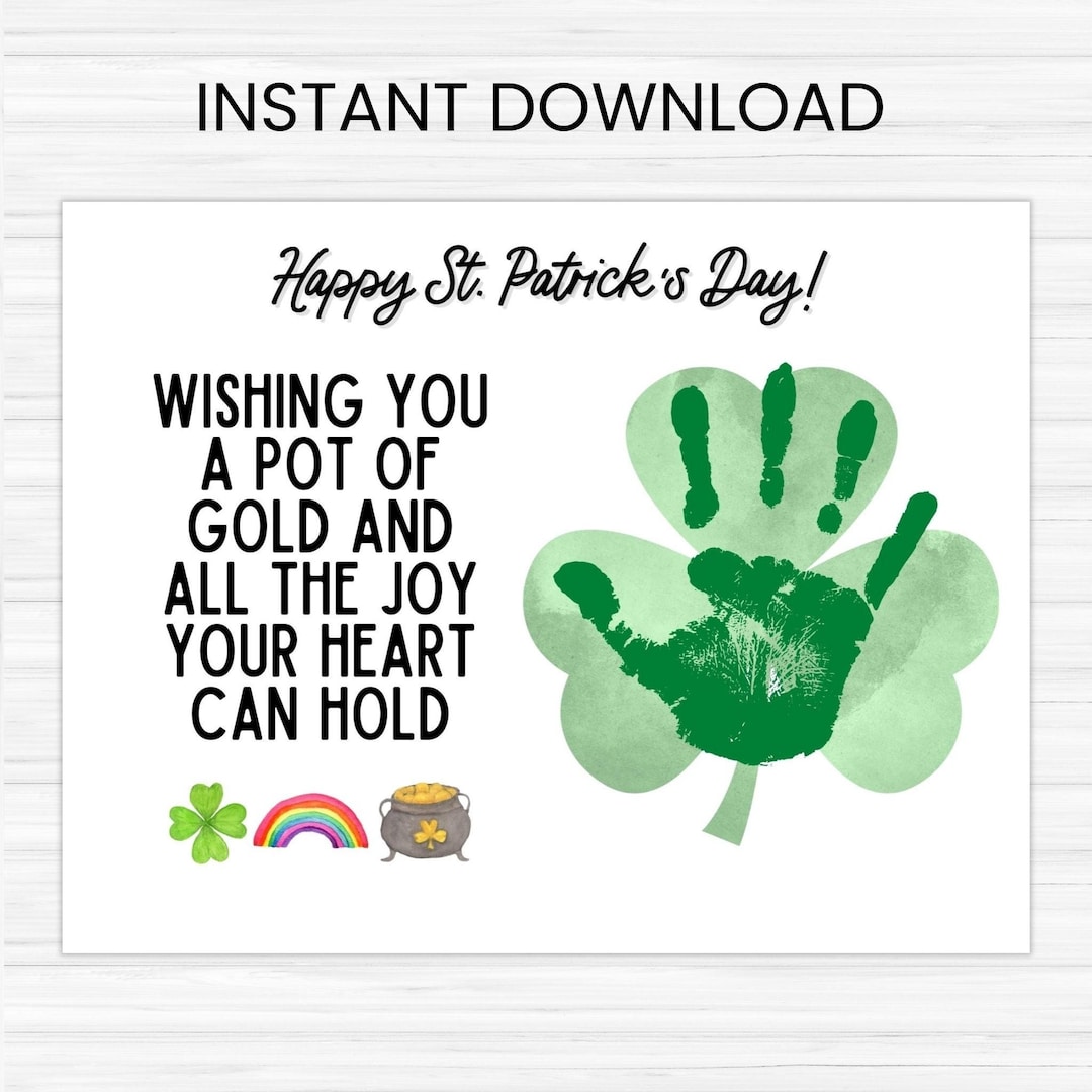 St Patricks Handprint Card Preschool Activity Art Saint