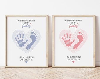 First Fathers Day Handprint Art Craft, PRINTABLE | 1st Father's Day Gift for Dad from Kids, Toddler, Baby | Preschool Activity, DIY Card