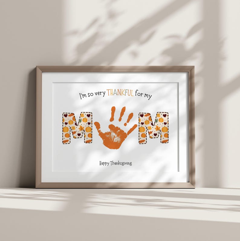 Thanksgiving Handprint Art, Printable | Gift for Mom, Fall Craft for ...