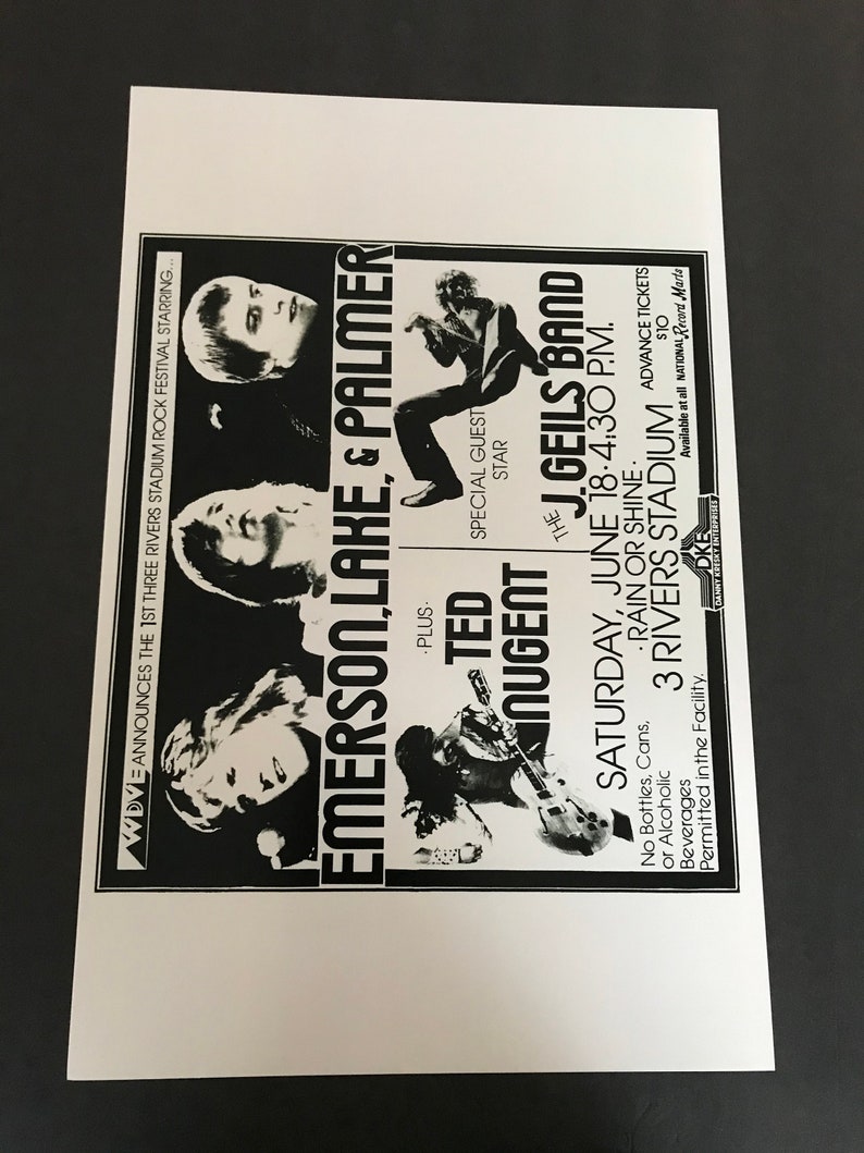 Emerson Lake & Palmer 11x17 Concert Poster Rock Poster Band Poster