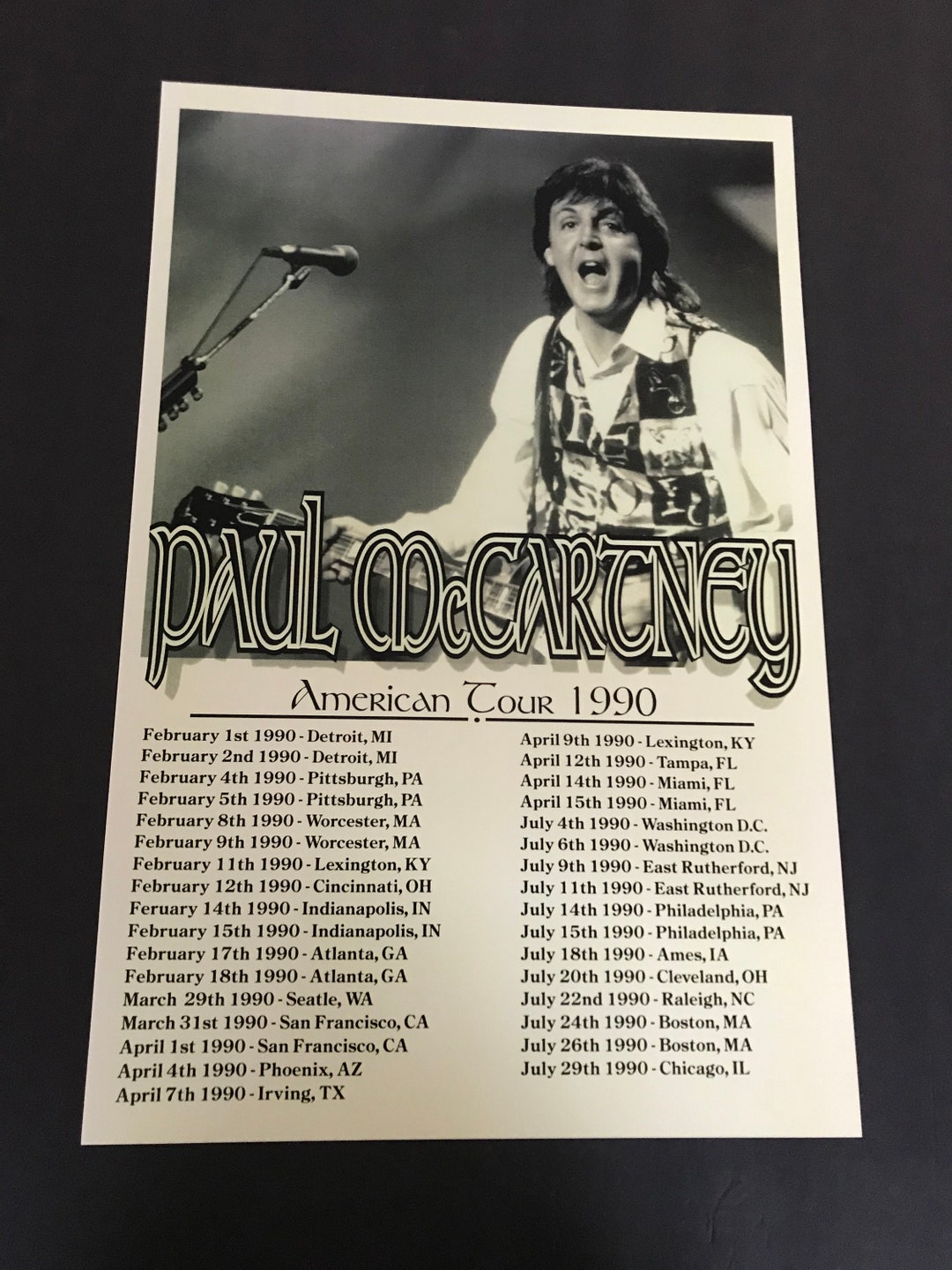 Paul Mccartney 11x17 Concert Poster Rock Poster Band Poster Concert