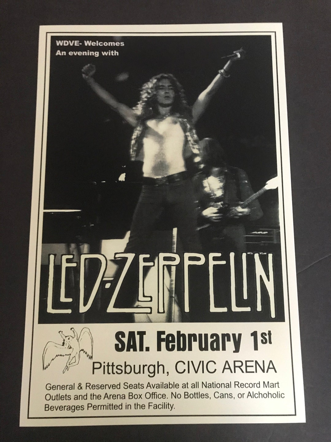 Led Zeppelin Tour Poster 11x17 Concert Poster Rock Poster Concert