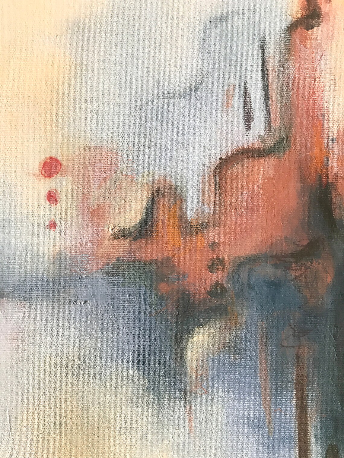 Terracotta and teal original wall art pastel painting on Etsy