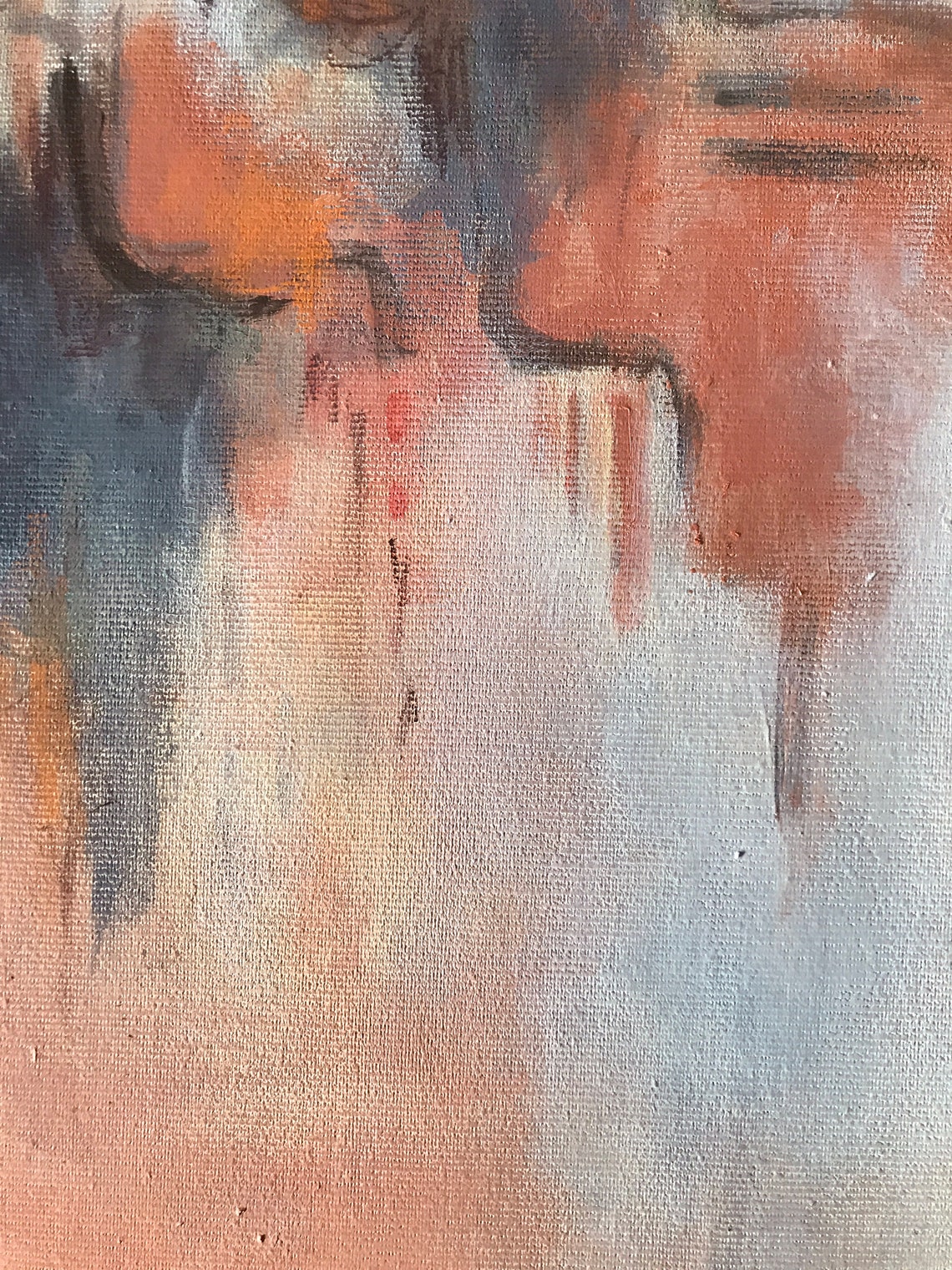 Terracotta and teal original wall art pastel painting on Etsy