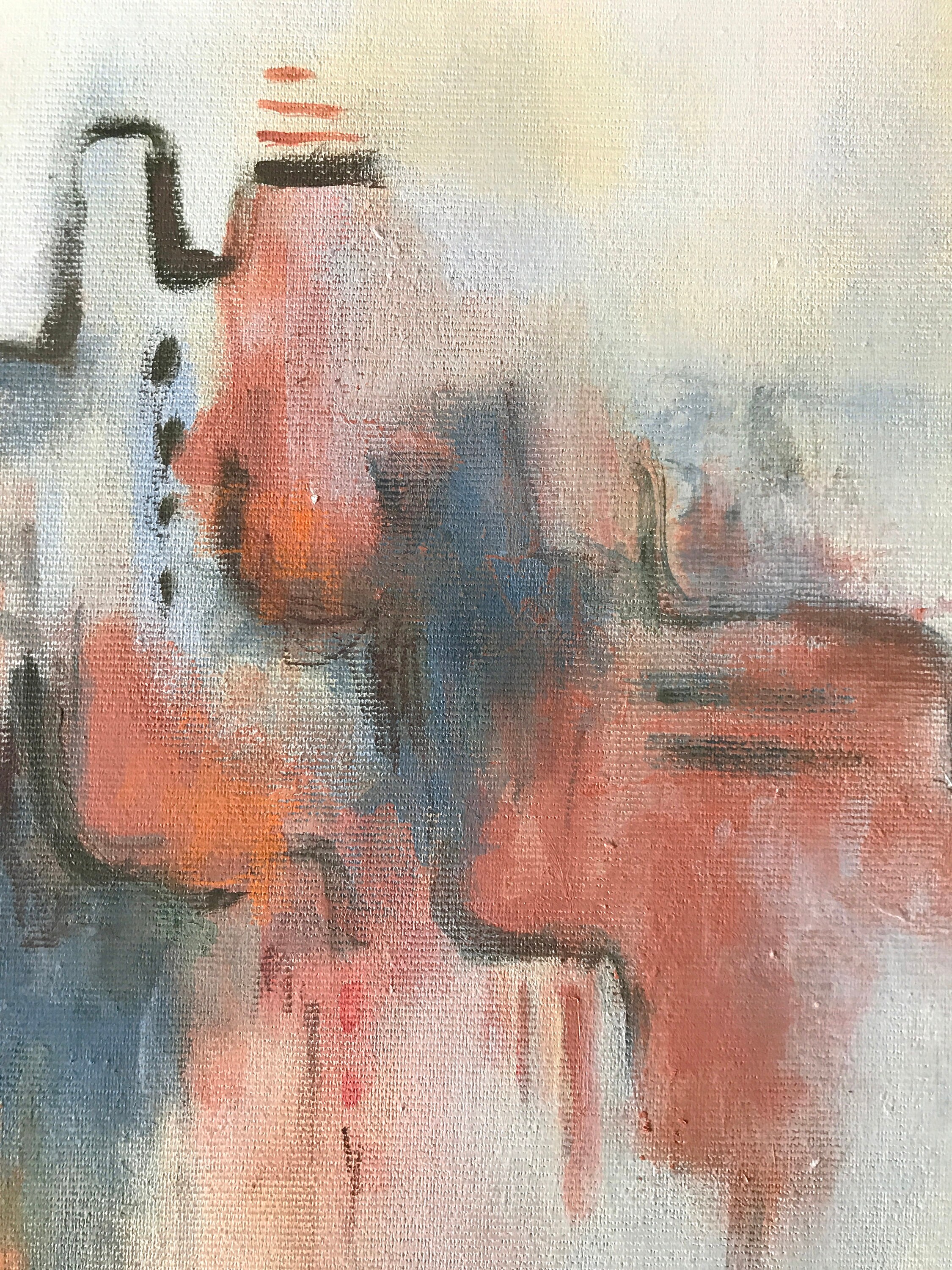 Terracotta and teal original wall art pastel painting on Etsy