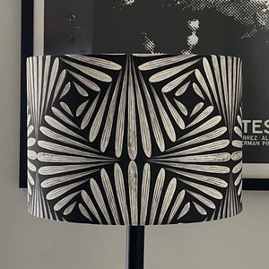 SIZE M ONLY - Black and White Drum Lampshades  - Handmade Drum Lamp shades - Scallops Lampshades - Shell Lampshades